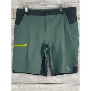 LL Bean Mens 36 Paddle Board Shorts Swim Activewear Pockets Green/Gray Beach